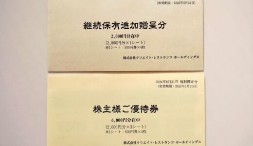 クリレスの株主優待券が到着しました♪