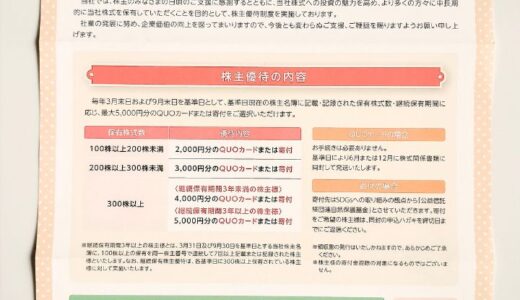 椿本興業の株主優待